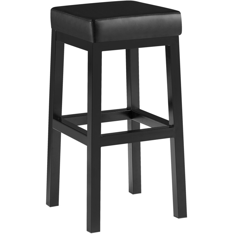 Tabouret de bar carré Hauteur 80 cm en Polyuréthane Noir Métal Noir Havria - 1
