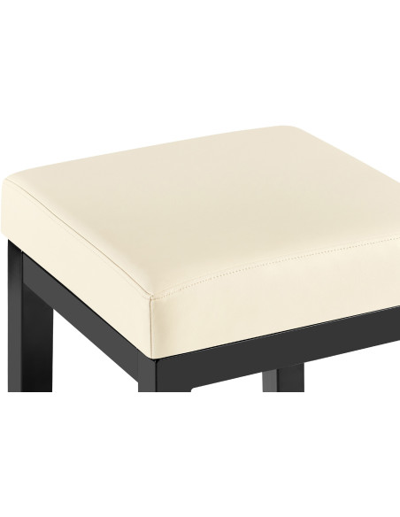 Tabouret de bar carré Hauteur 80 cm en Polyuréthane Blanc crème Métal Noir Havria - 2