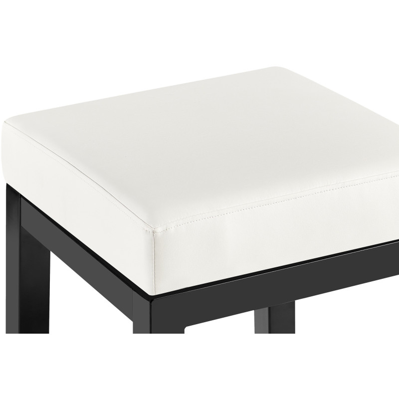 Tabouret de bar carré Hauteur 80 cm en Polyuréthane Blanc Métal Noir Havria - 2