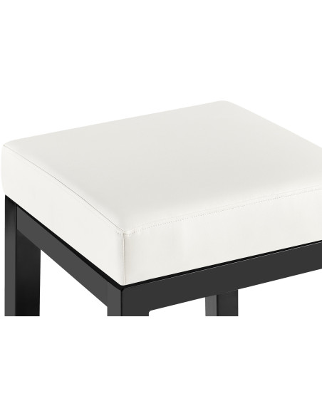 Tabouret de bar carré Hauteur 80 cm en Polyuréthane Blanc Métal Noir Havria - 2
