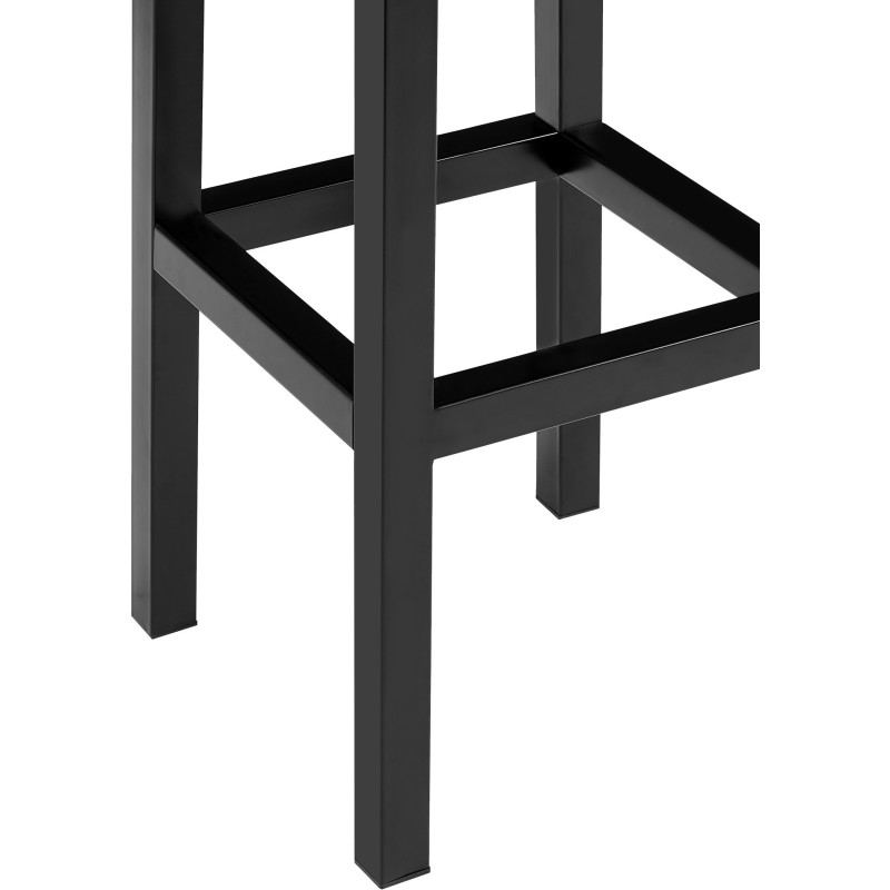 Tabouret de bar carré Hauteur 80 cm en Tissu Bleu Métal Noir Havria - 3