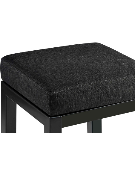 Tabouret de bar carré Hauteur 80 cm en Tissu Gris foncé Métal Noir Havria - 2