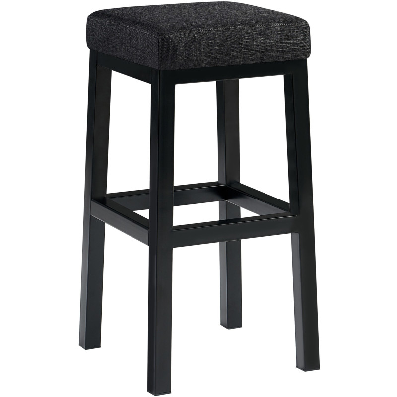 Tabouret de bar carré Hauteur 80 cm en Tissu Gris foncé Métal Noir Havria - 1