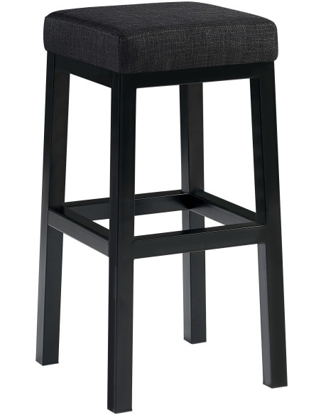 Tabouret de bar carré Hauteur 80 cm en Tissu Gris foncé Métal Noir Havria - 1