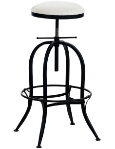 Tabouret de bar indus rond en Polyuréthane Blanc Métal Noir Dyrvin - 1