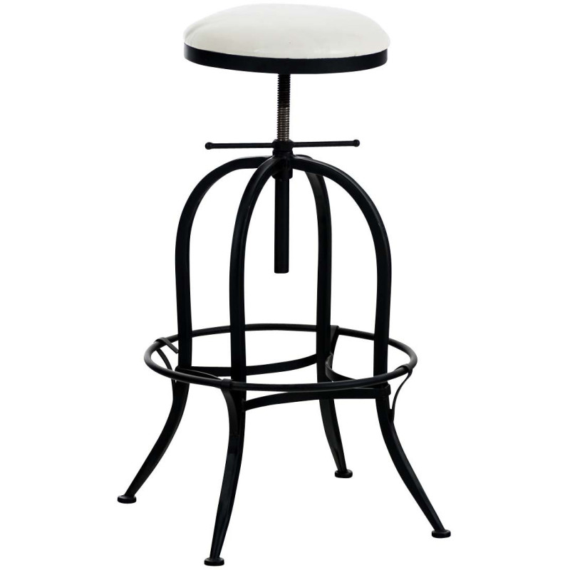 Tabouret de bar indus rond en Polyuréthane Blanc Métal Noir Dyrvin - 1