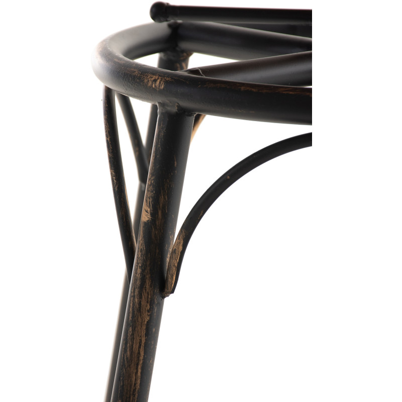 Tabouret de bar original vintage en Bois massif Naturel Métal Noir Vieilli Kylian - 4