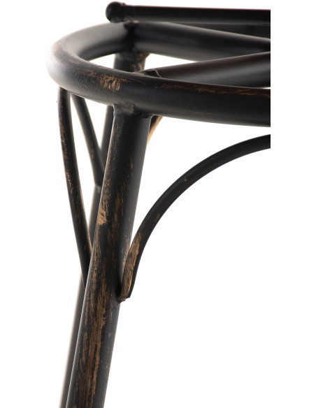 Tabouret de bar original vintage en Bois massif Naturel Métal Noir Vieilli Kylian - 4