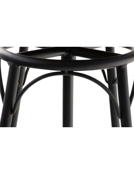 Tabouret de bar original vintage en Bois massif Naturel Métal Noir Kylian - 5