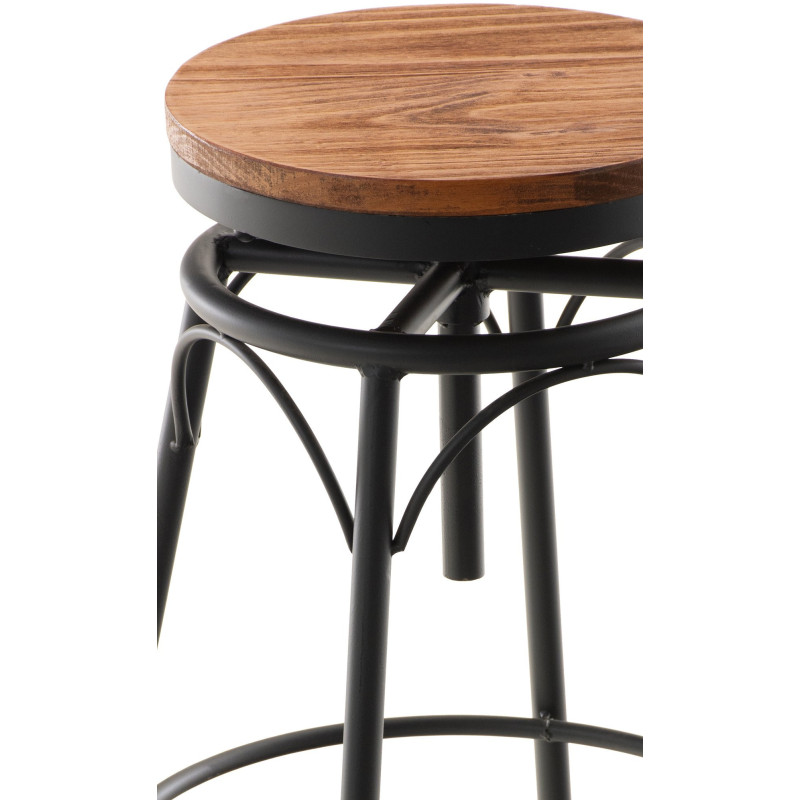 Tabouret de bar original vintage en Bois massif Naturel Métal Noir Kylian - 3