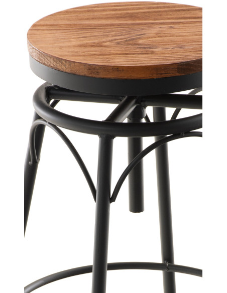 Tabouret de bar original vintage en Bois massif Naturel Métal Noir Kylian - 3