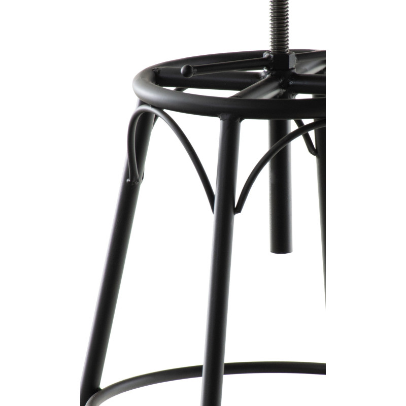 Tabouret de bar original vintage en Bois massif Naturel Métal Noir Kylian - 4