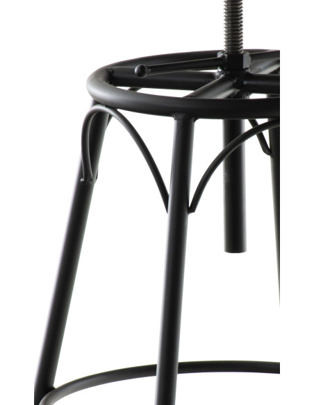 Tabouret de bar original vintage en Bois massif Naturel Métal Noir Kylian - 4