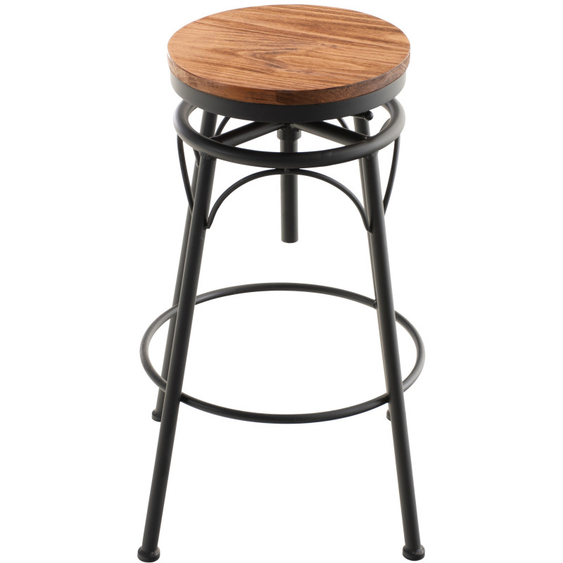 Tabouret de bar original vintage en Bois massif Naturel Métal Noir Kylian - 1