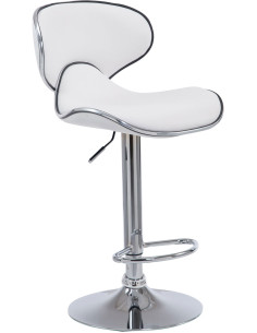 Tabouret de bar original en Polyuréthane Blanc Métal Argenté Liseret argenté Kryven - 1