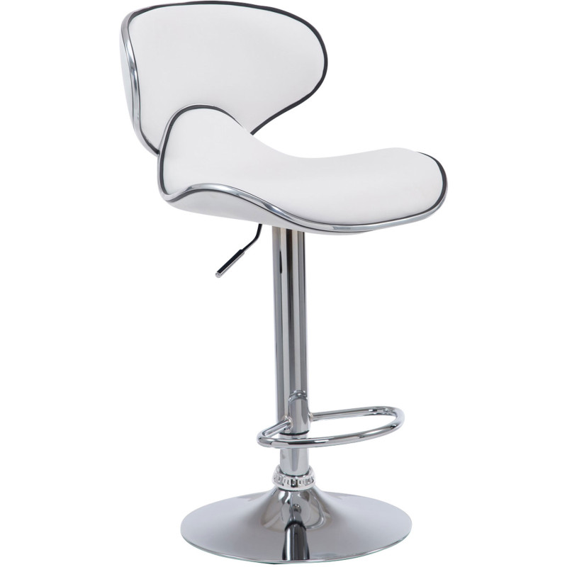 Tabouret de bar original en Polyuréthane Blanc Métal Argenté Liseret argenté Kryven - 1