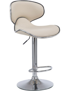 Tabouret de bar original en Polyuréthane Blanc crème Métal Argenté Liseret argenté Kryven - 1