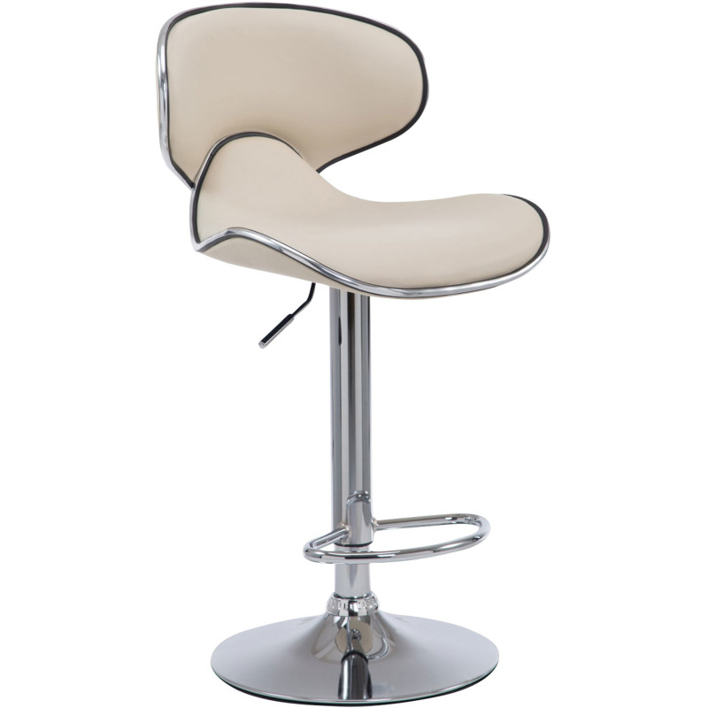Tabouret de bar original en Polyuréthane Blanc crème Métal Argenté Liseret argenté Kryven - 1