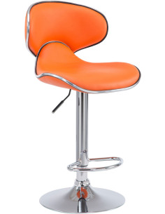 Tabouret de bar original en Polyuréthane Orange Métal Argenté Liseret argenté Kryven - 1