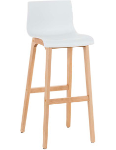 Tabouret de bar scandinave en Polypropylène Blanc Bois de hêtre Naturel Helyra - 1