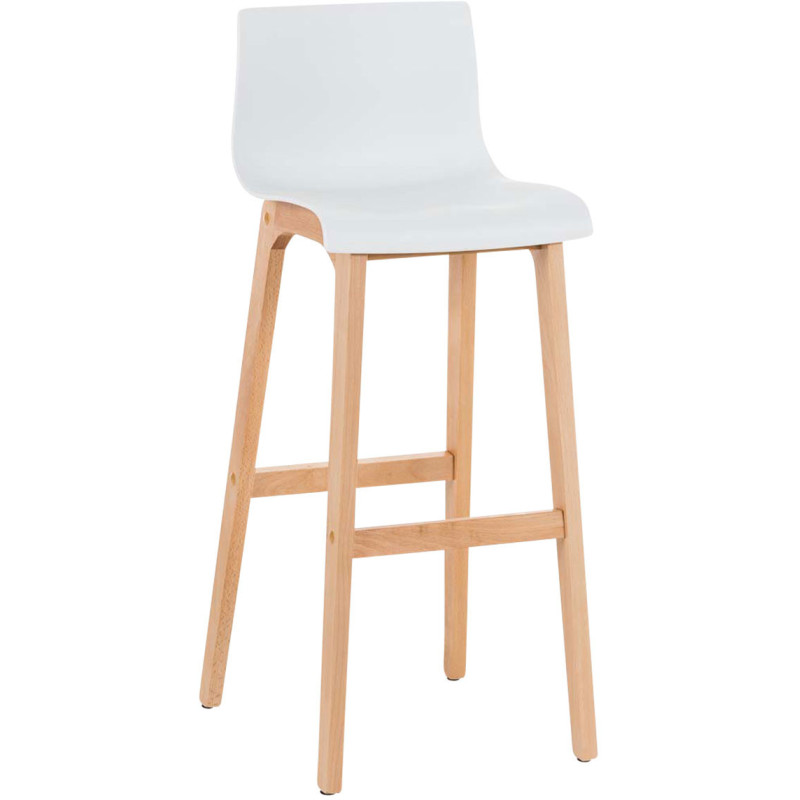 Tabouret de bar scandinave en Polypropylène Blanc Bois de hêtre Naturel Helyra - 1