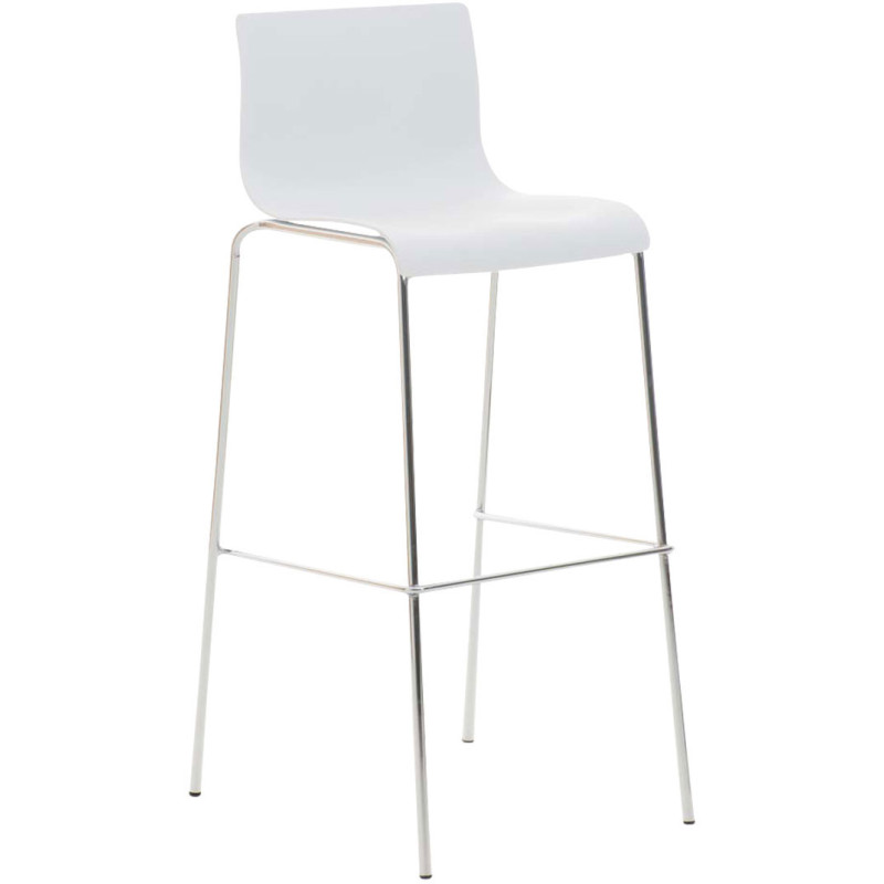 Tabouret de bar minimaliste en Polypropylène Blanc Métal Argenté Zavria - 1