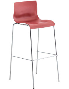 Tabouret de bar minimaliste en Polypropylène Rouge Métal Argenté Zavria - 1