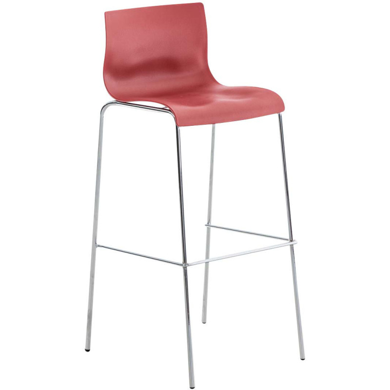 Tabouret de bar minimaliste en Polypropylène Rouge Métal Argenté Zavria - 1