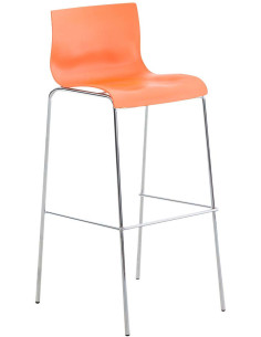 Tabouret de bar minimaliste en Polypropylène Orange Métal Argenté Zavria - 1