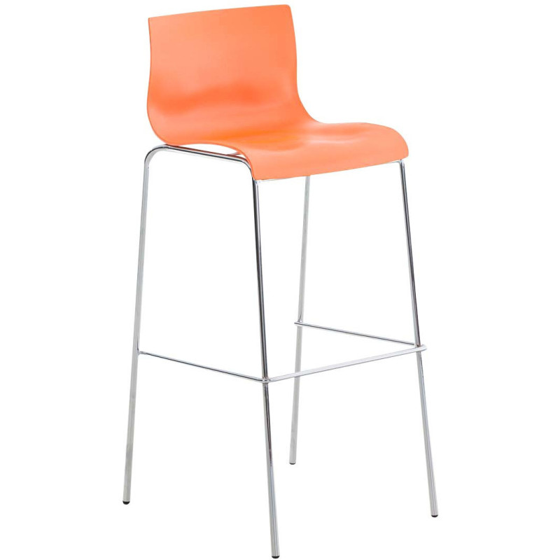 Tabouret de bar minimaliste en Polypropylène Orange Métal Argenté Zavria - 1