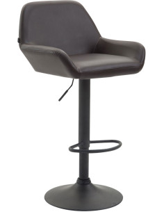 Tabouret de bar moderne en Polyuréthane Marron Métal Noir Gylvan - 1