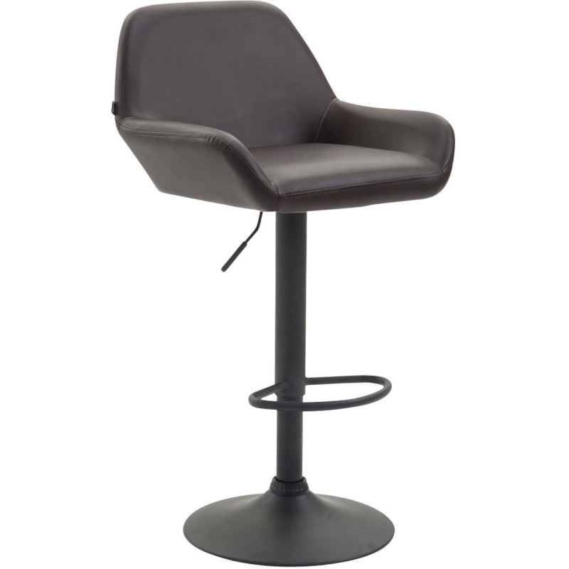 Tabouret de bar moderne en Polyuréthane Marron Métal Noir Gylvan - 1
