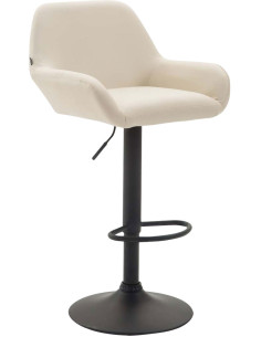 Tabouret de bar moderne en Polyuréthane Blanc crème Métal Noir Gylvan - 1