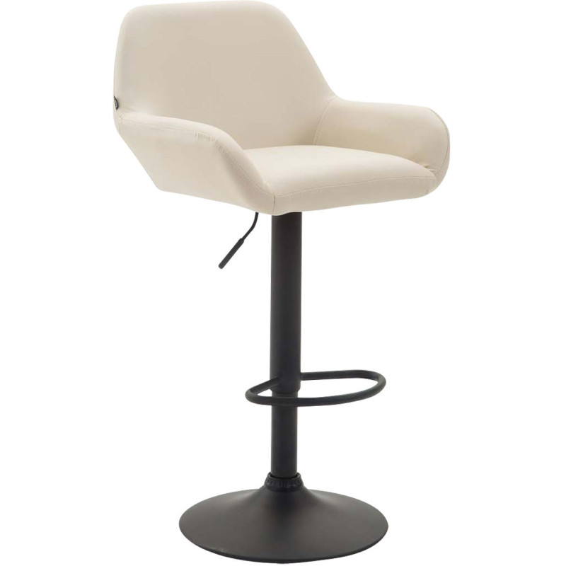 Tabouret de bar moderne en Polyuréthane Blanc crème Métal Noir Gylvan - 1