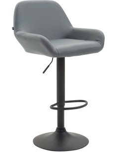 Tabouret de bar moderne en Polyuréthane Gris Métal Noir Gylvan - 1