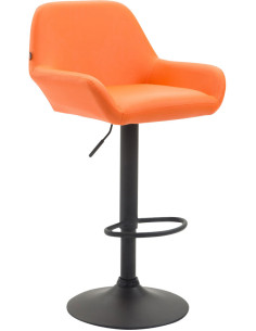 Tabouret de bar moderne en Polyuréthane Orange Métal Noir Gylvan - 1