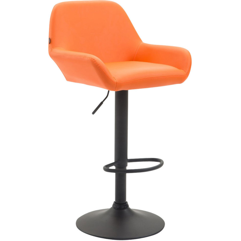 Tabouret de bar moderne en Polyuréthane Orange Métal Noir Gylvan - 1