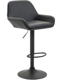 Tabouret de bar moderne en Polyuréthane Noir Métal Noir Gylvan - 1