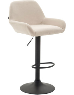 Tabouret de bar moderne en Tissu Blanc crème Métal Noir Gylvan - 1