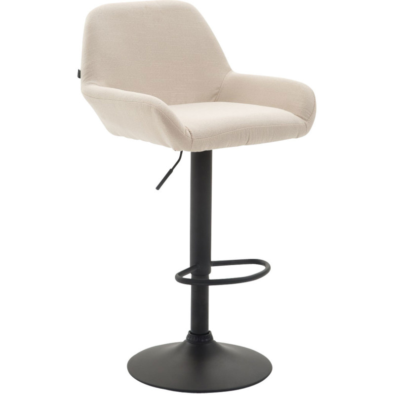 Tabouret de bar moderne en Tissu Blanc crème Métal Noir Gylvan - 1