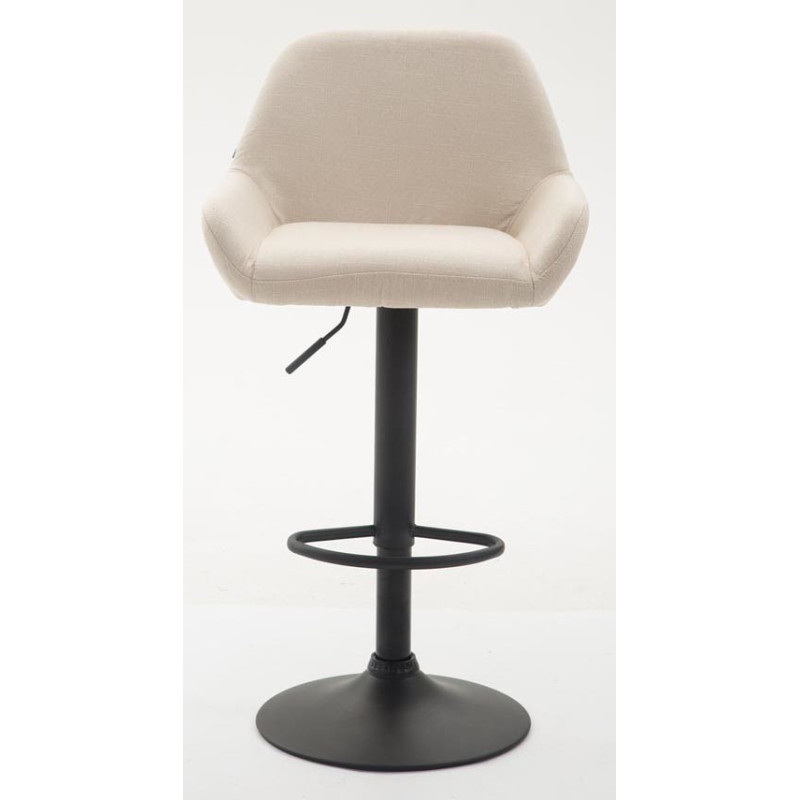 Tabouret de bar moderne en Tissu Blanc crème Métal Noir Gylvan - 2