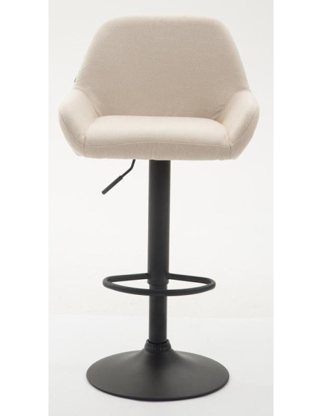 Tabouret de bar moderne en Tissu Blanc crème Métal Noir Gylvan - 2