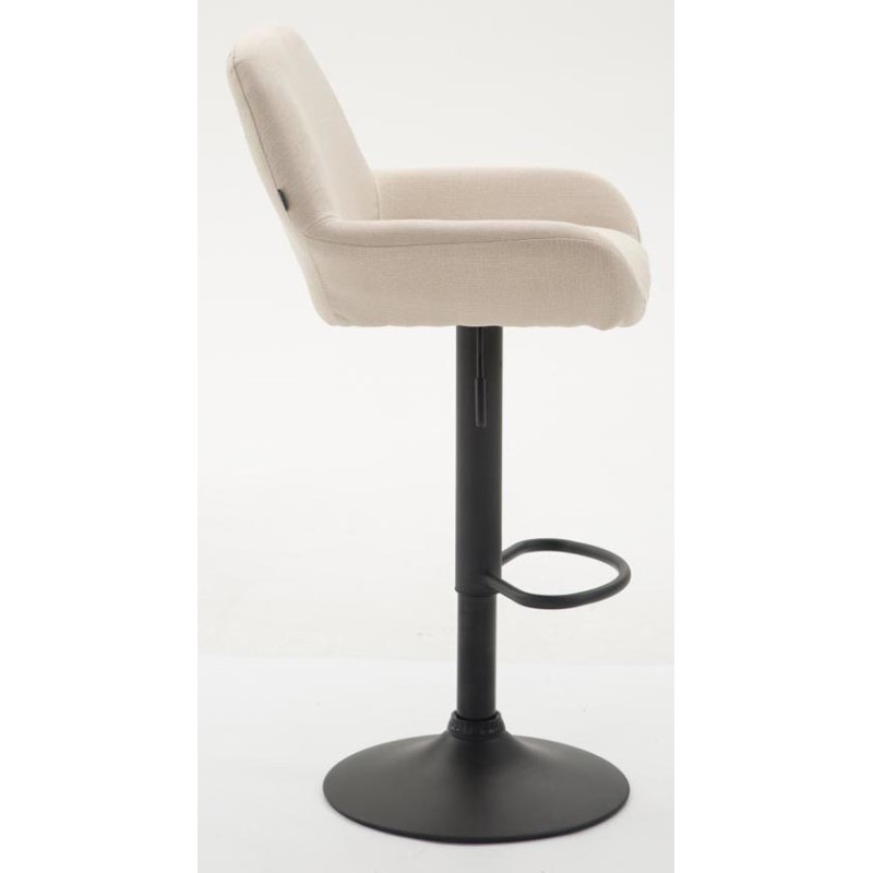 Tabouret de bar moderne en Tissu Blanc crème Métal Noir Gylvan - 3