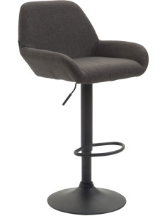 Tabouret de bar moderne en Tissu Gris foncé Métal Noir Gylvan - 1