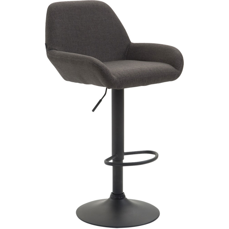 Tabouret de bar moderne en Tissu Gris foncé Métal Noir Gylvan - 1