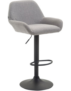 Tabouret de bar moderne en Tissu Gris Métal Noir Gylvan - 1