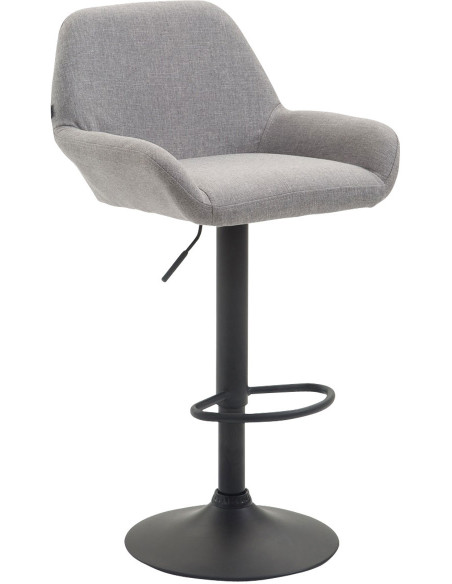 Tabouret de bar moderne en Tissu Gris Métal Noir Gylvan - 1