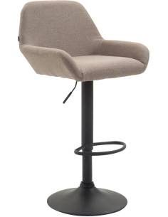 Tabouret de bar moderne en Tissu Taupe Métal Noir Gylvan - 1