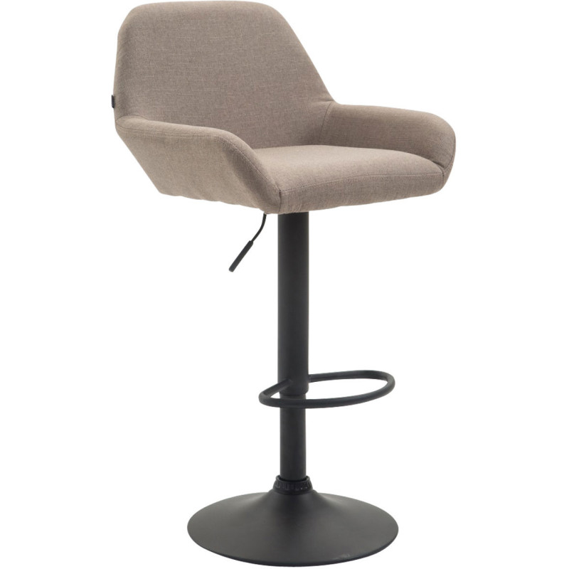 Tabouret de bar moderne en Tissu Taupe Métal Noir Gylvan - 1