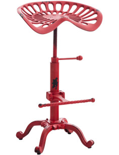 Tabouret de bar indus en Métal Rouge Vieilli Jarion - 1